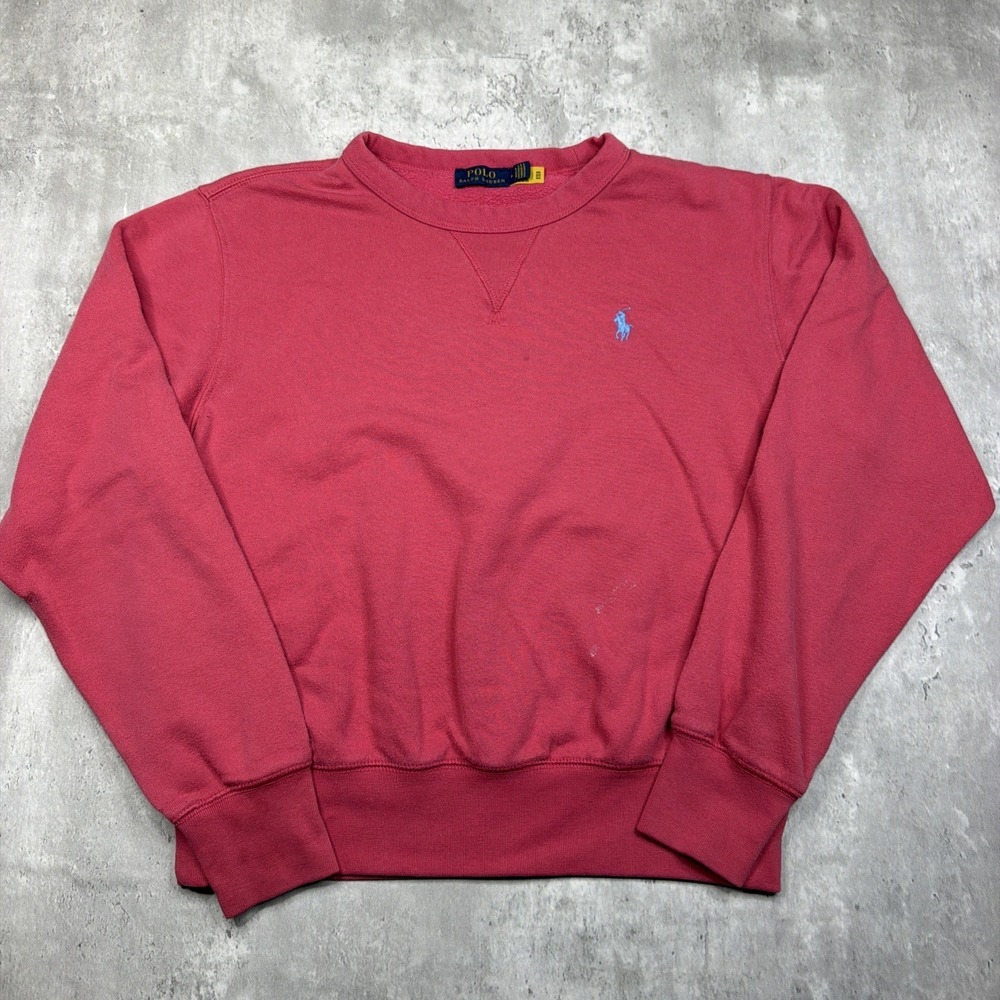 Vintage Polo Ralph Lauren Women's Medium Pink Crewneck Sweat Shirt Pullover